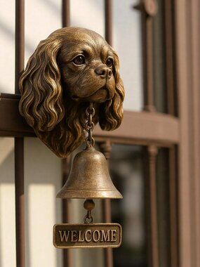 King Charles Spaniel Welcome Doorbell Wall Mount Metal Bell